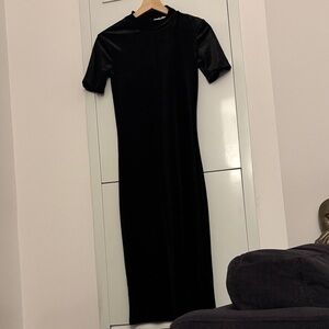 Zara Classic Black Velvet Midi Dress